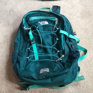 The North Face blue backpack